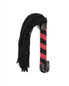 Leather flogger 39cm black/red